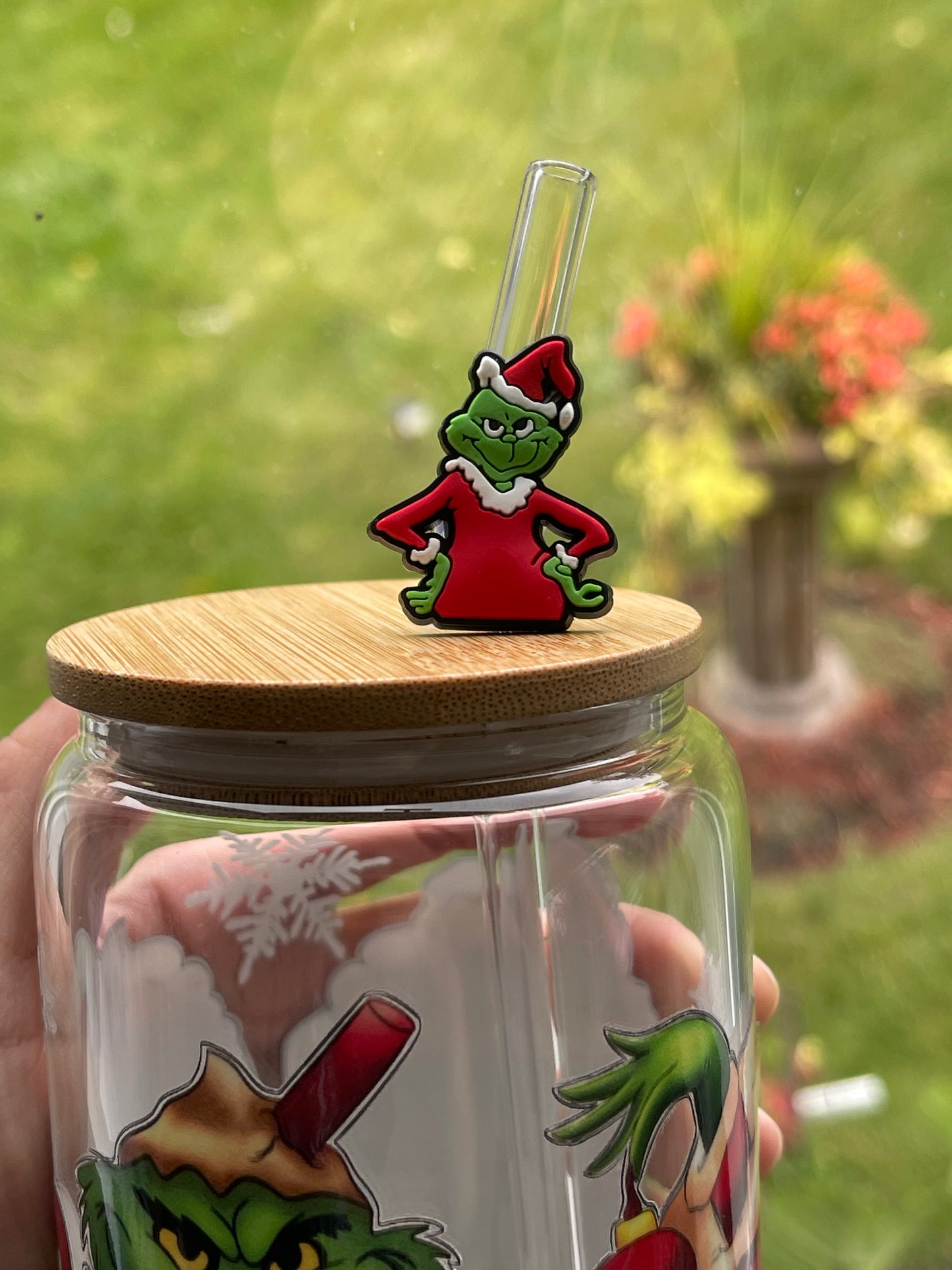 Grinch Straw Charm